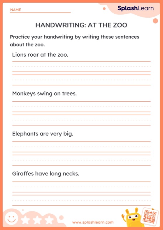 Handwriting: At The Zoo - Worksheet