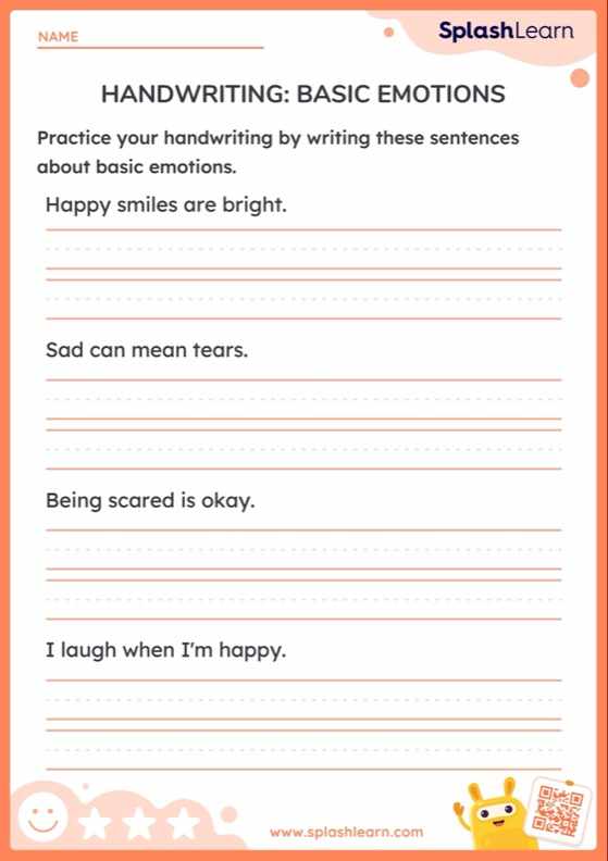 Handwriting: Basic Emotions - Worksheet