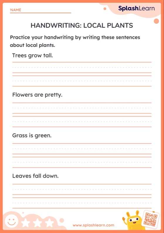 Handwriting: Local Plants - Worksheet