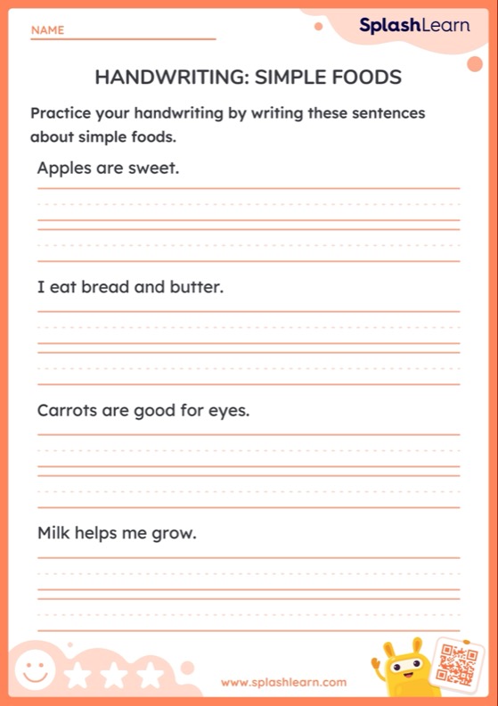 Handwriting: Simple Foods - Worksheet