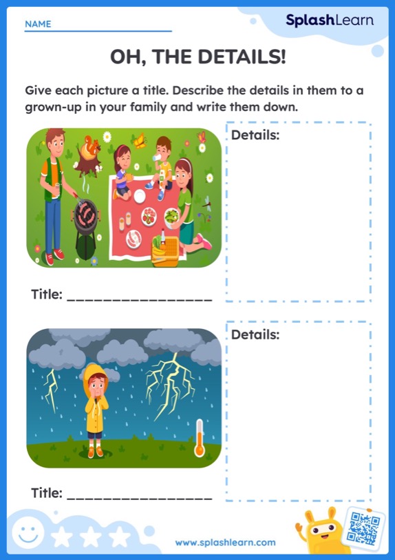 List the Details in the Picture Worksheet