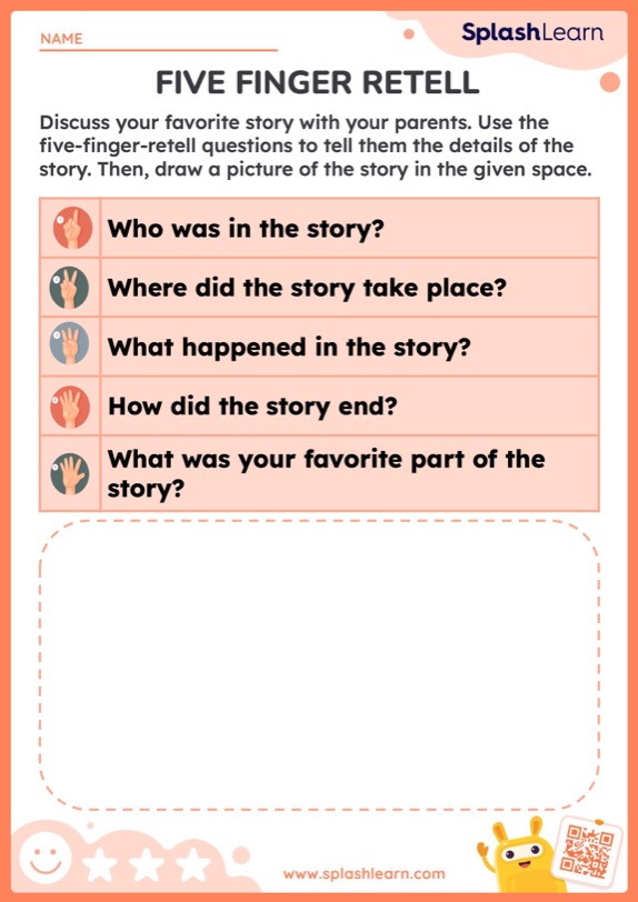 Practice Storytelling with the Five Finger Retell Worksheet