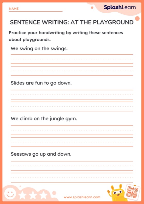 Sentence Writing: At The Playground - Worksheet