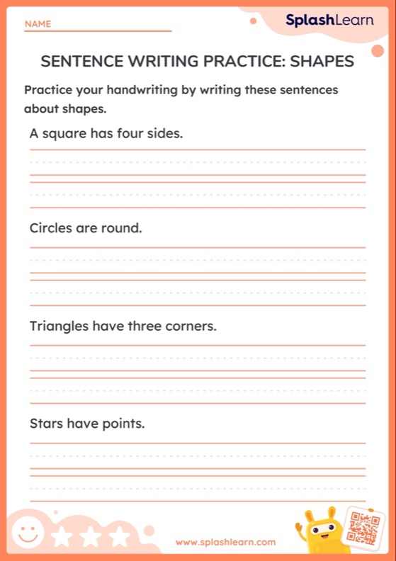 Sentence Writing Practice: Shapes - Worksheet