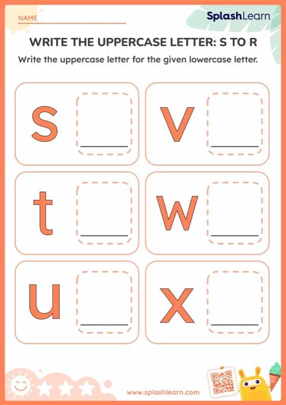 Write the Uppercase Letter: S to X - Worksheet