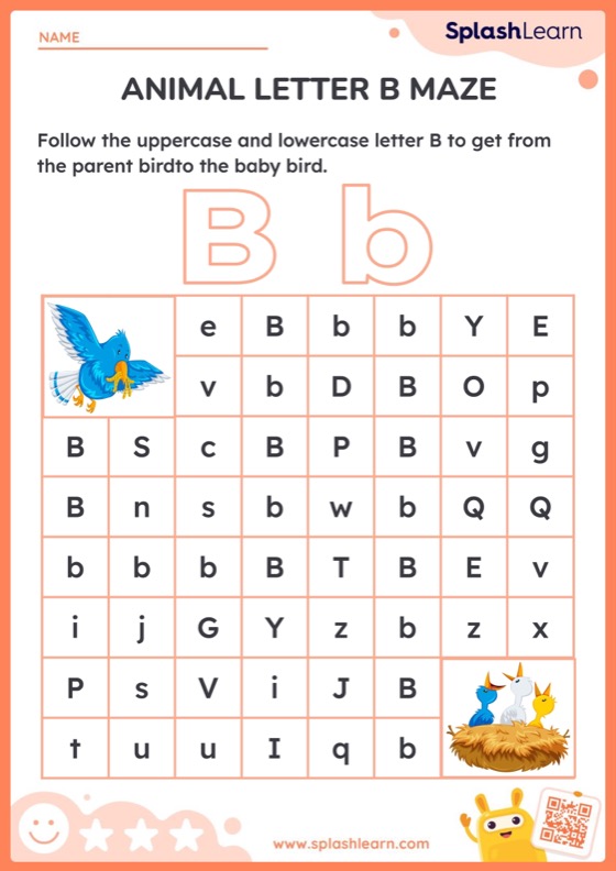 Animal Letter B Maze - Worksheet