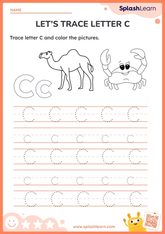 Animal Tracing Letter C - Worksheet