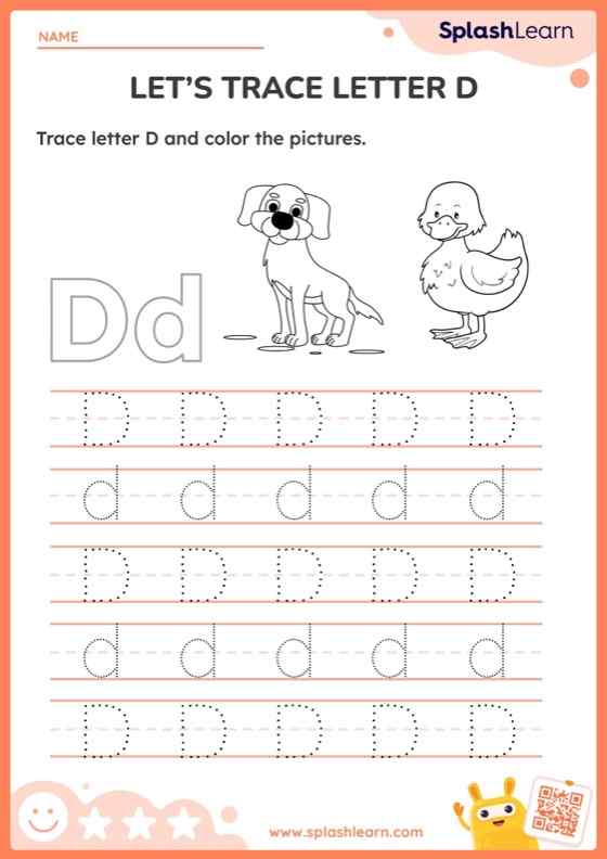 Animal Tracing Letter D - Worksheet