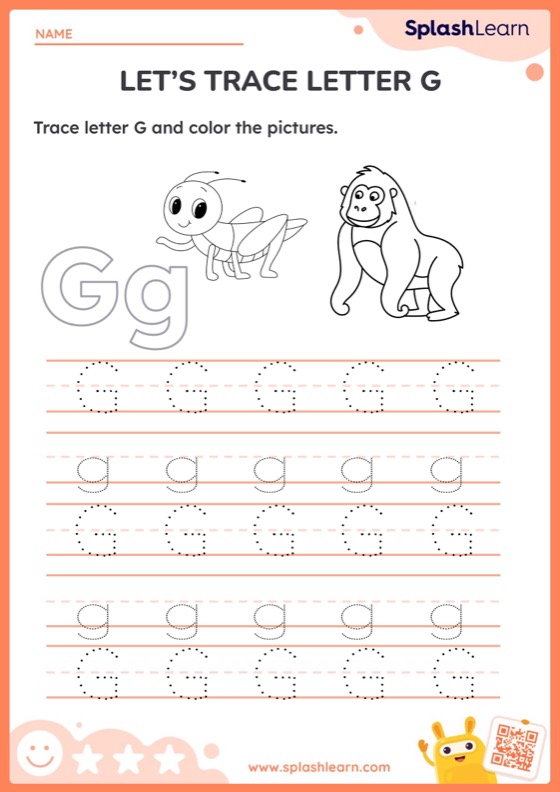 Animal Tracing Letter G - Worksheet