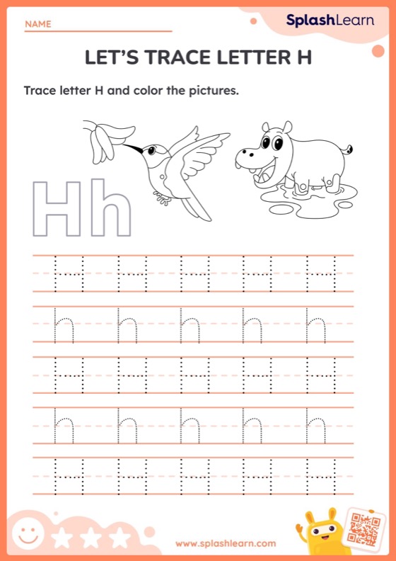 Animal Tracing Letter H - Worksheet