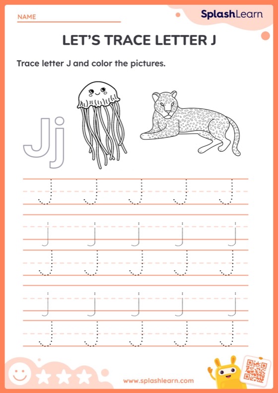 Animal Tracing Letter J - Worksheet