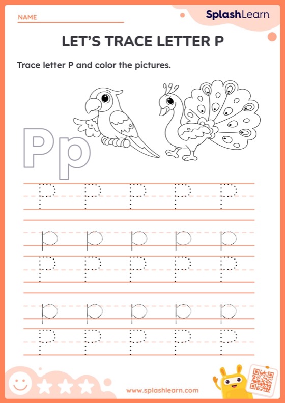 Animal Tracing Letter P - Worksheet