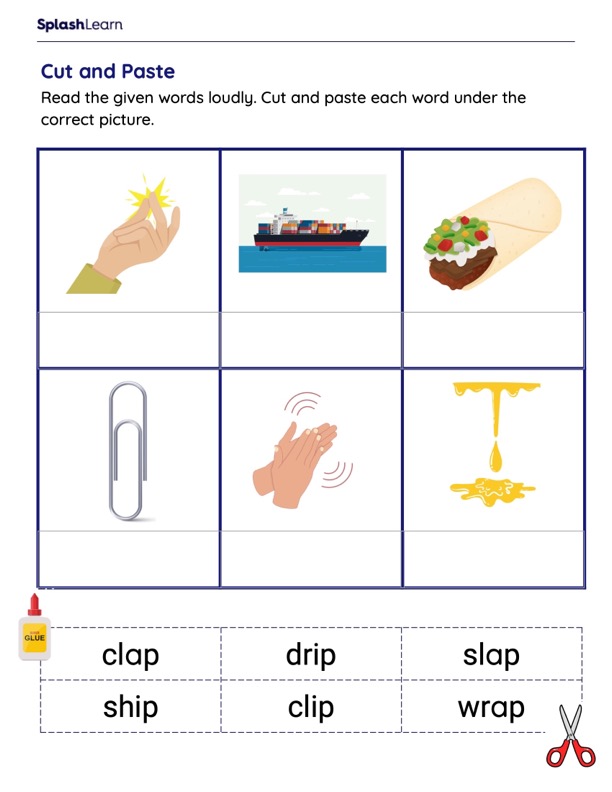 Reading Worksheet – CVCC and CCVC Words: Cut and Paste