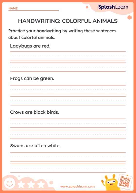 Handwriting: Colorful Animals - Worksheet