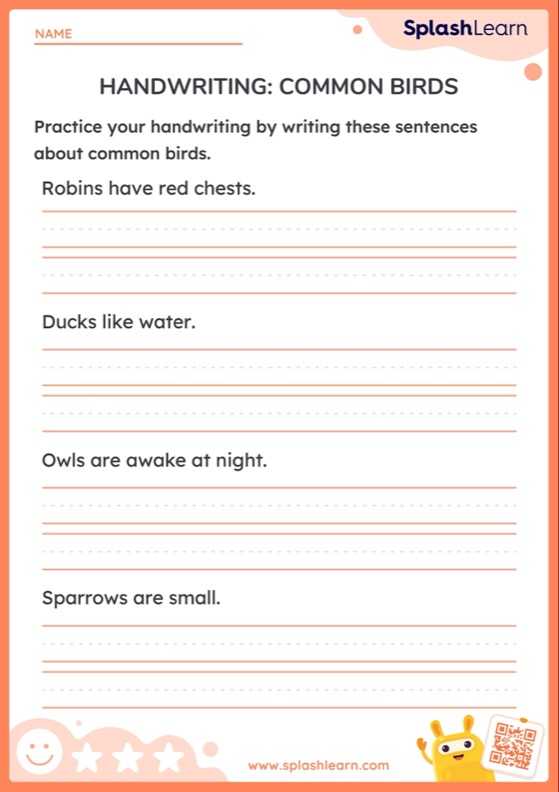 Handwriting: Common Birds - Worksheet