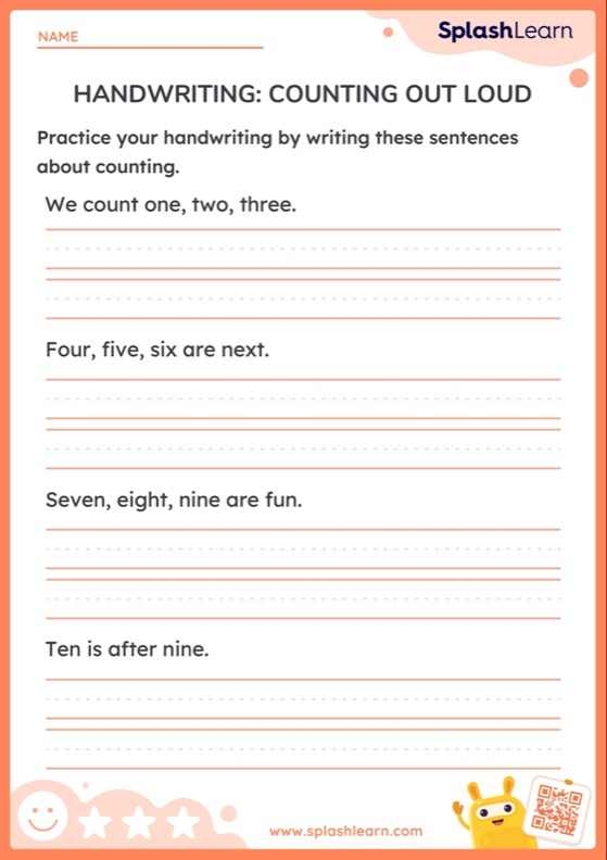 Handwriting: Counting Out Loud - Worksheet