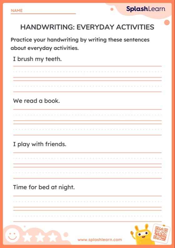 Handwriting: Everyday Activities - Worksheet