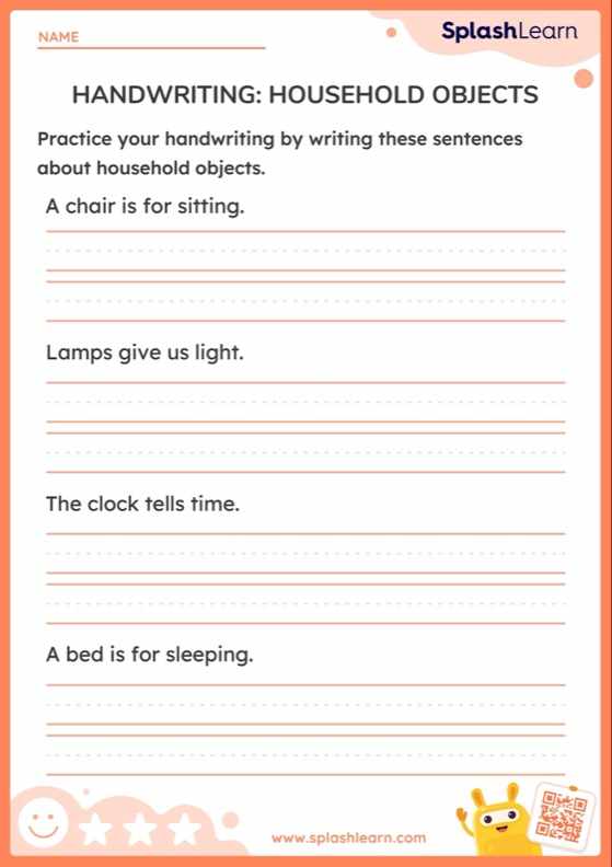 Handwriting: Household Objects - Worksheet