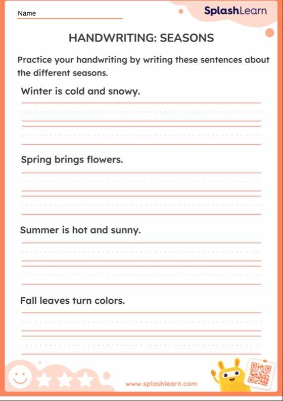 Handwriting: Seasons - Worksheet