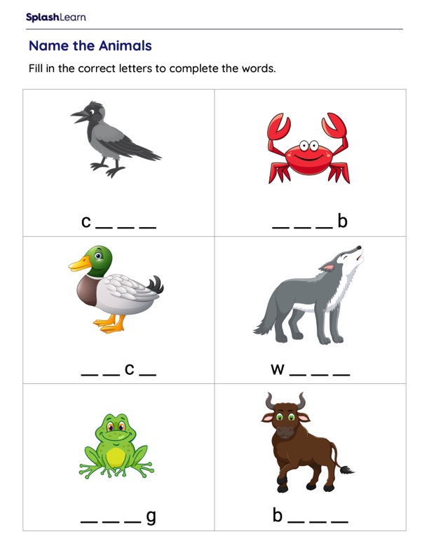 Name The Animals Worksheet