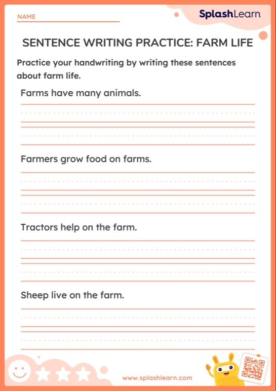 Sentence Writing Practice: Farm Life - Worksheet