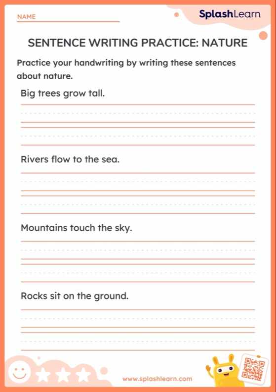 Sentence Writing Practice: Nature - Worksheet