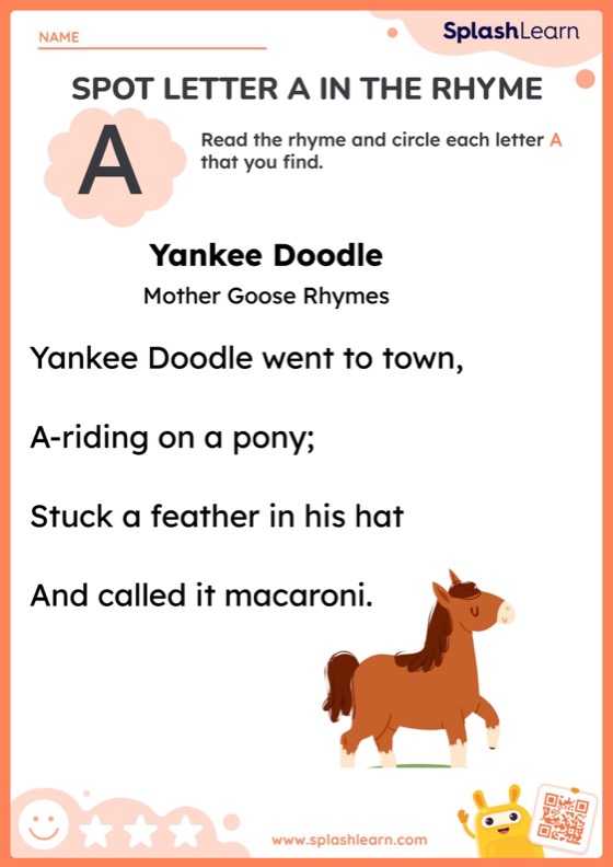 Spot A in the Rhyme - Worksheet