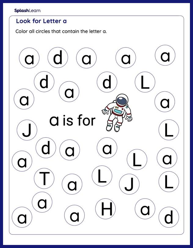 Spot Letter a Worksheet