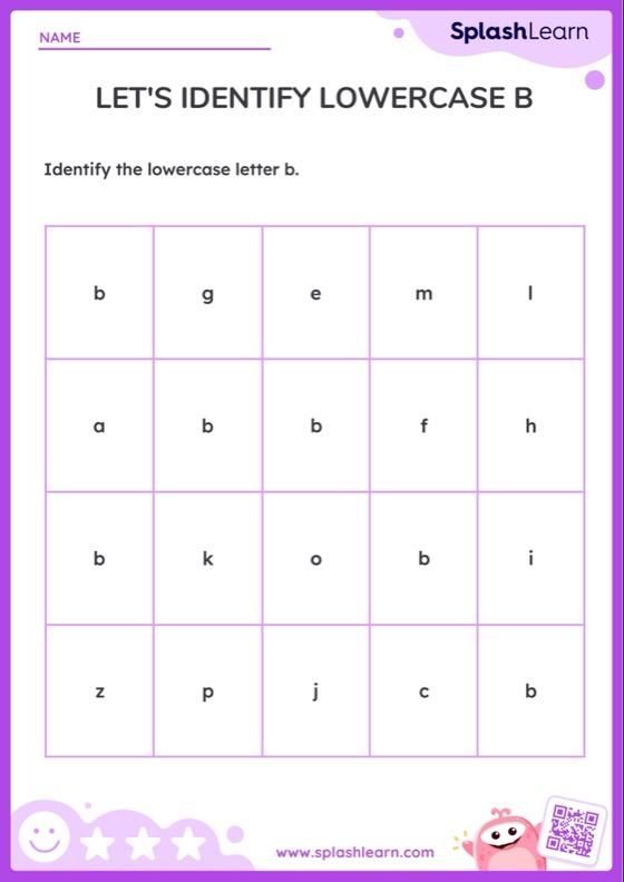 Spot Lowercase B in the Grid - Worksheet