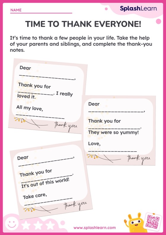 Time To Thank Everyone - Worksheet