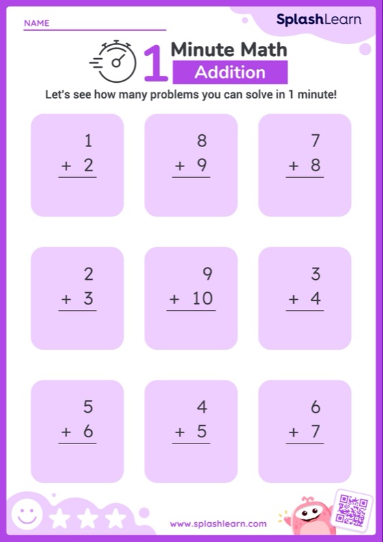 Add using Doubles Facts: Vertical Timed Practice - Worksheet