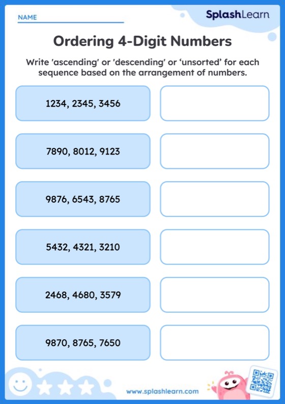 Check the Order of 4-Digit Numbers - Worksheet