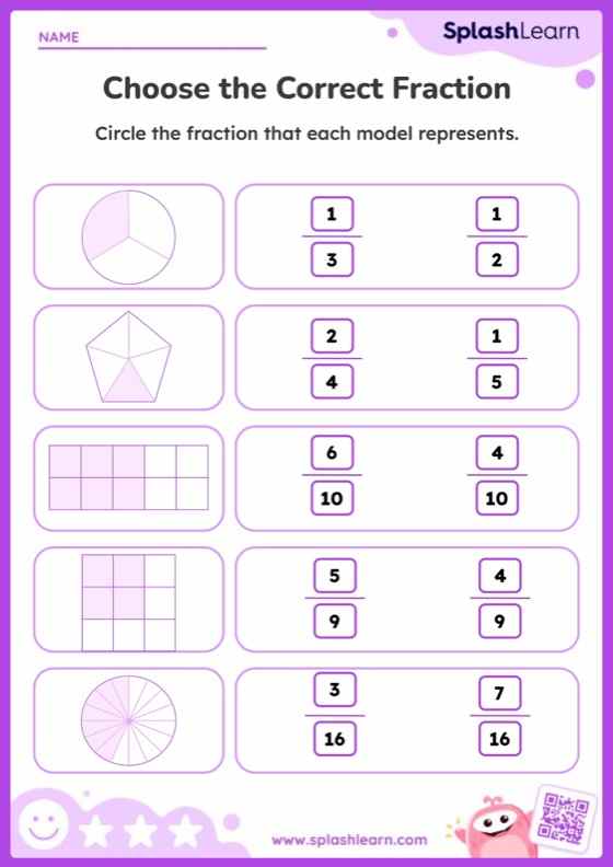 Choose the Correct Fraction - Worksheet