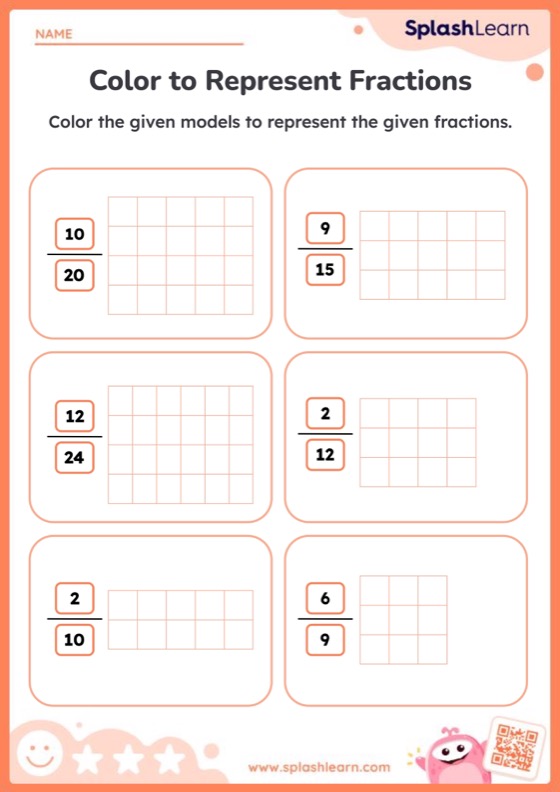 Color to Represent Fractions - Worksheet