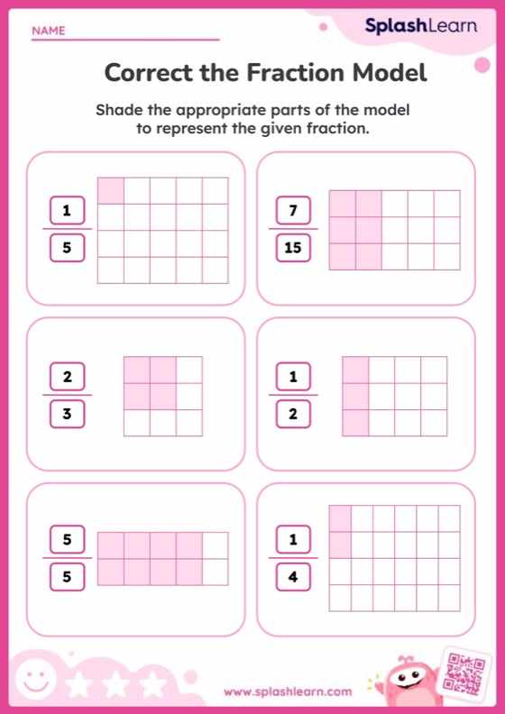 Correct the Fraction Model - Worksheet