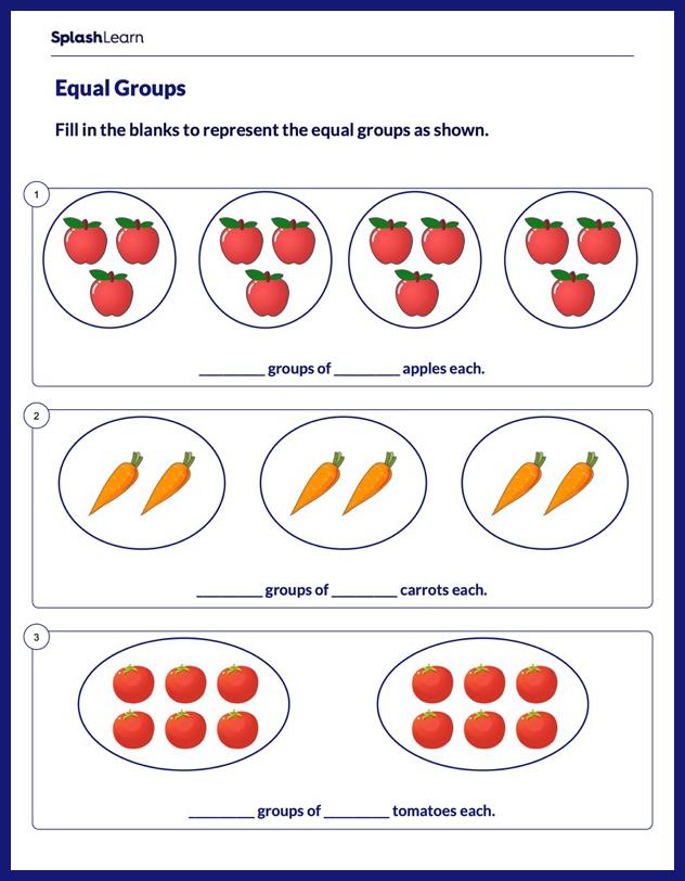 Equal Groups Worksheets for 2nd Graders Online - SplashLearn