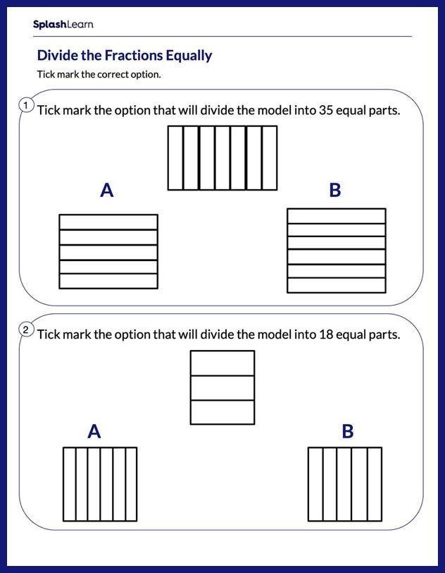 Divide the Model Into Equal Parts Worksheet