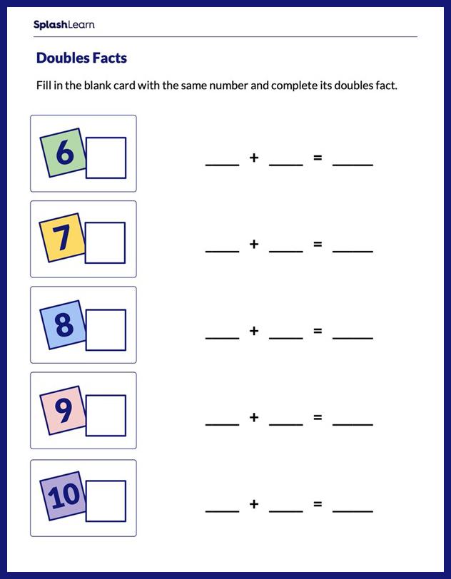 Doubles Facts From 6 to 10 Worksheet