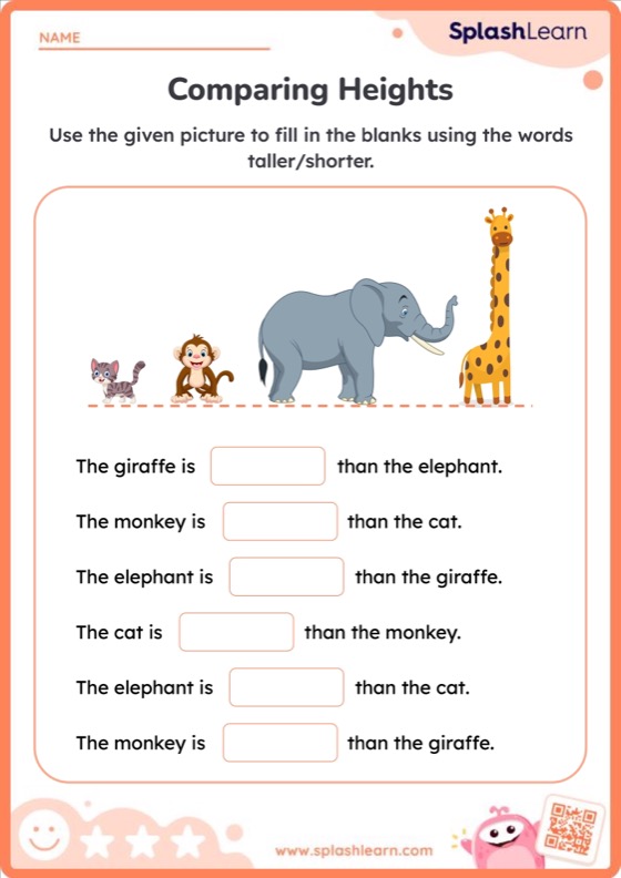 Identify Taller or Shorter - Worksheet