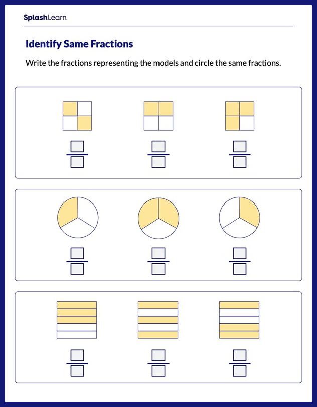 Identify the Same Fractions Worksheet