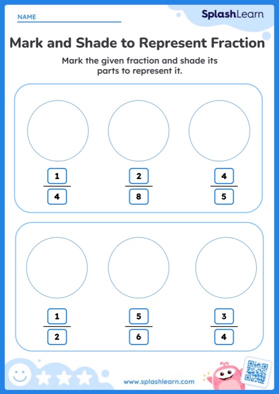 Mark and Shade to Represent Fraction - Worksheet