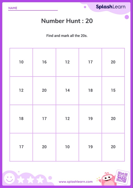 Number Hunt : 20 - Worksheet