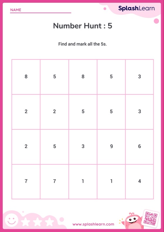 Number Hunt : 5 - Worksheet