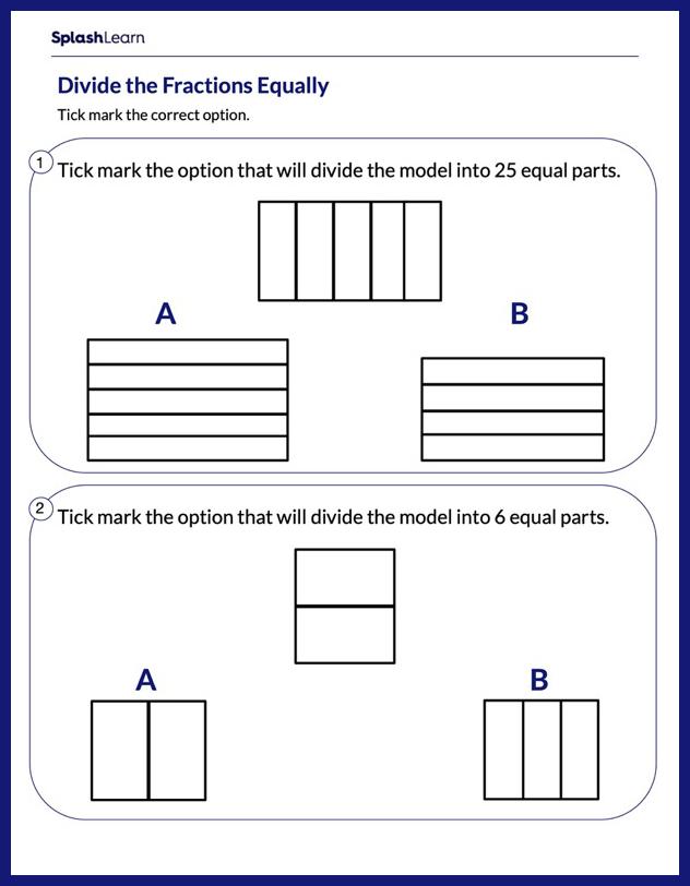 Partition the Model Into Equal Parts Worksheet