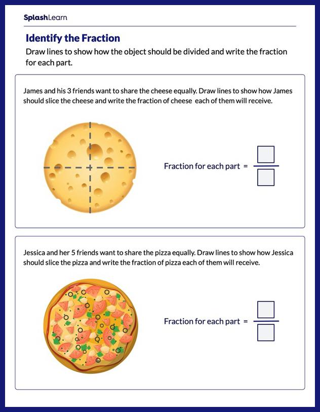 Partitioning Objects to Solve for Fractions Worksheet