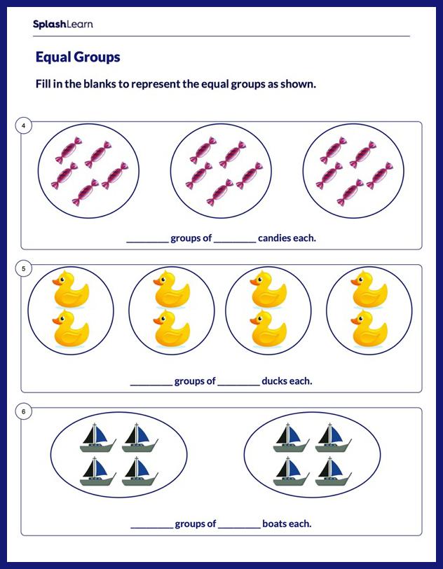 Equal Groups Worksheets for 2nd Graders Online - SplashLearn