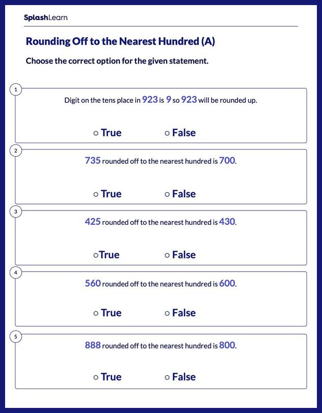 Round to the Nearest Hundred Worksheet