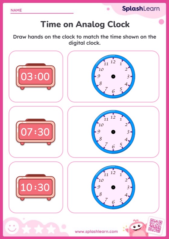 Set the Same Time as Digital Clock on Analog Clock - Worksheet