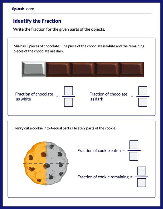 Write Fractions for Parts of Objects Worksheet