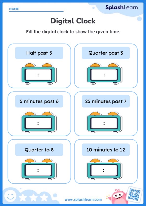 Write the Time in Digital Format - Worksheet